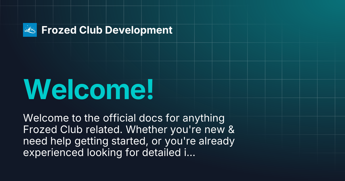 Welcome! | Frozed Club Development